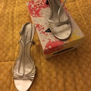 Silver strappy heels